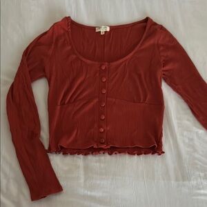 Women's Red Button-Up Top